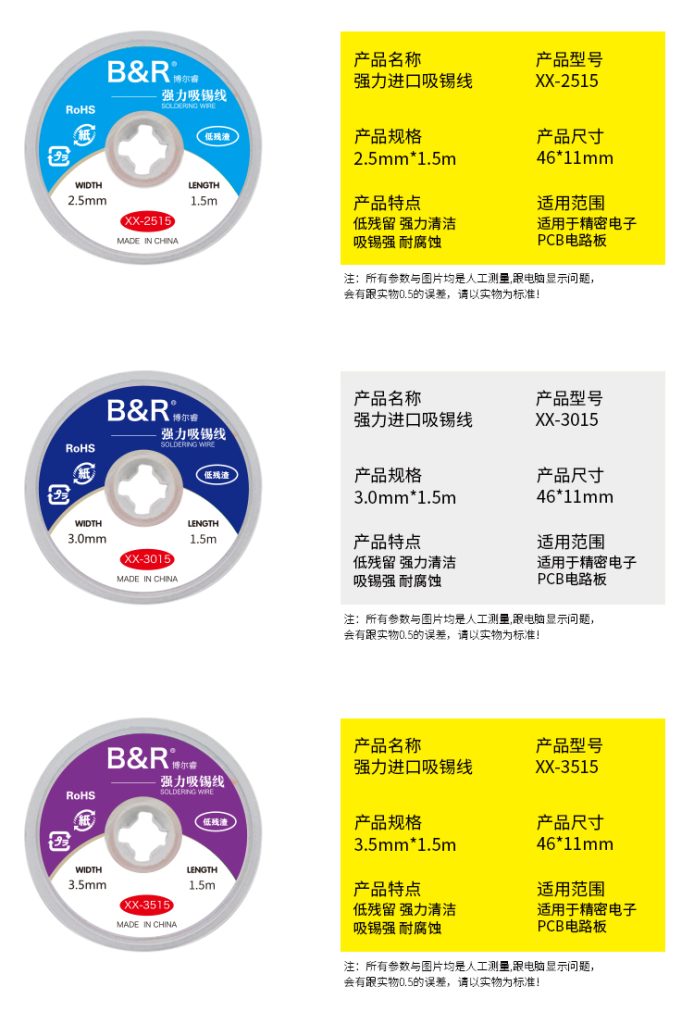 B&R Desoldering Wire J-1515/J-2015/J-2515/J-3015/J-3515